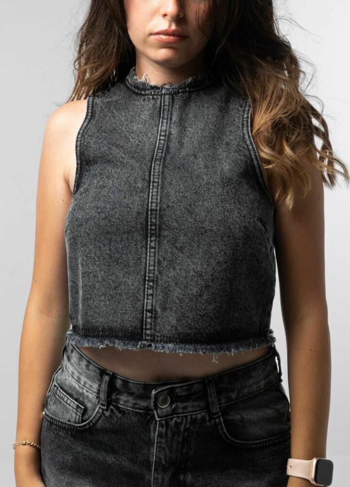 Dirty Black Denim Vest