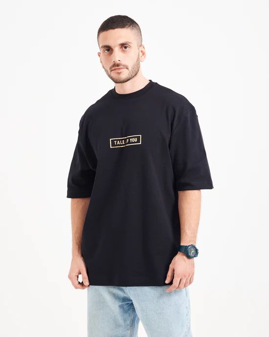 T.O.Y Boxed Logo Black Tee - L, gold